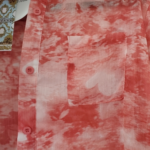 NWT Sheer Button Up Shirt - Picture 5 of 8